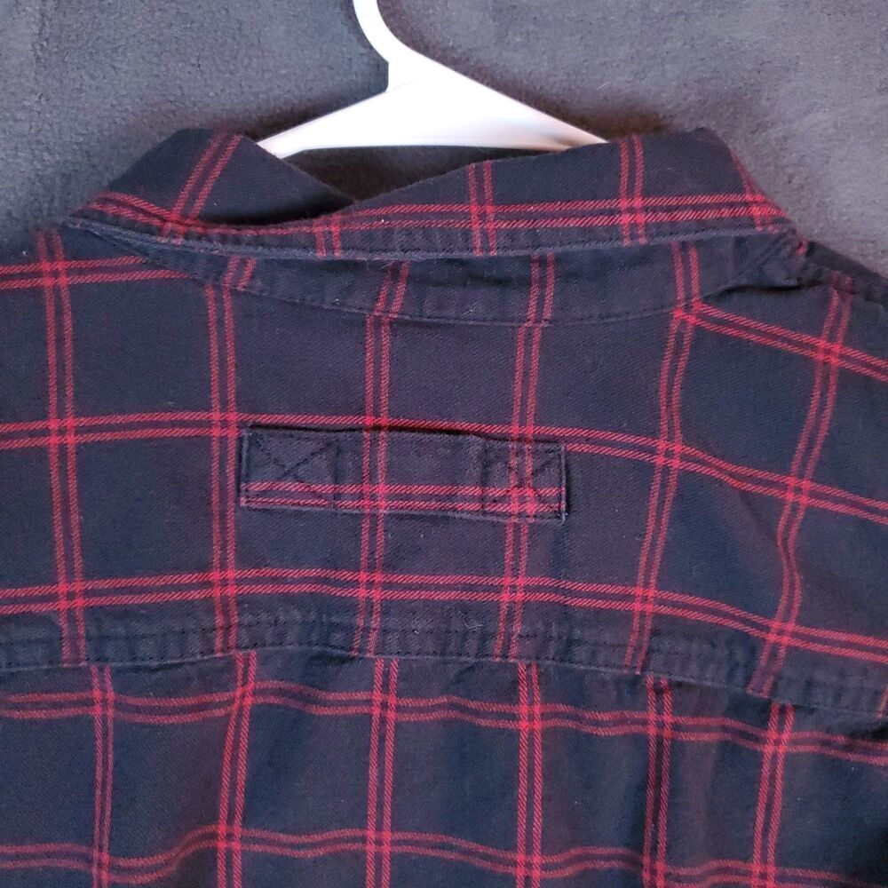 Duluth Trading Shirt Mens XL Black Red Plaid Flannel Heavy Shacket Pocket - Picture 10 of 14